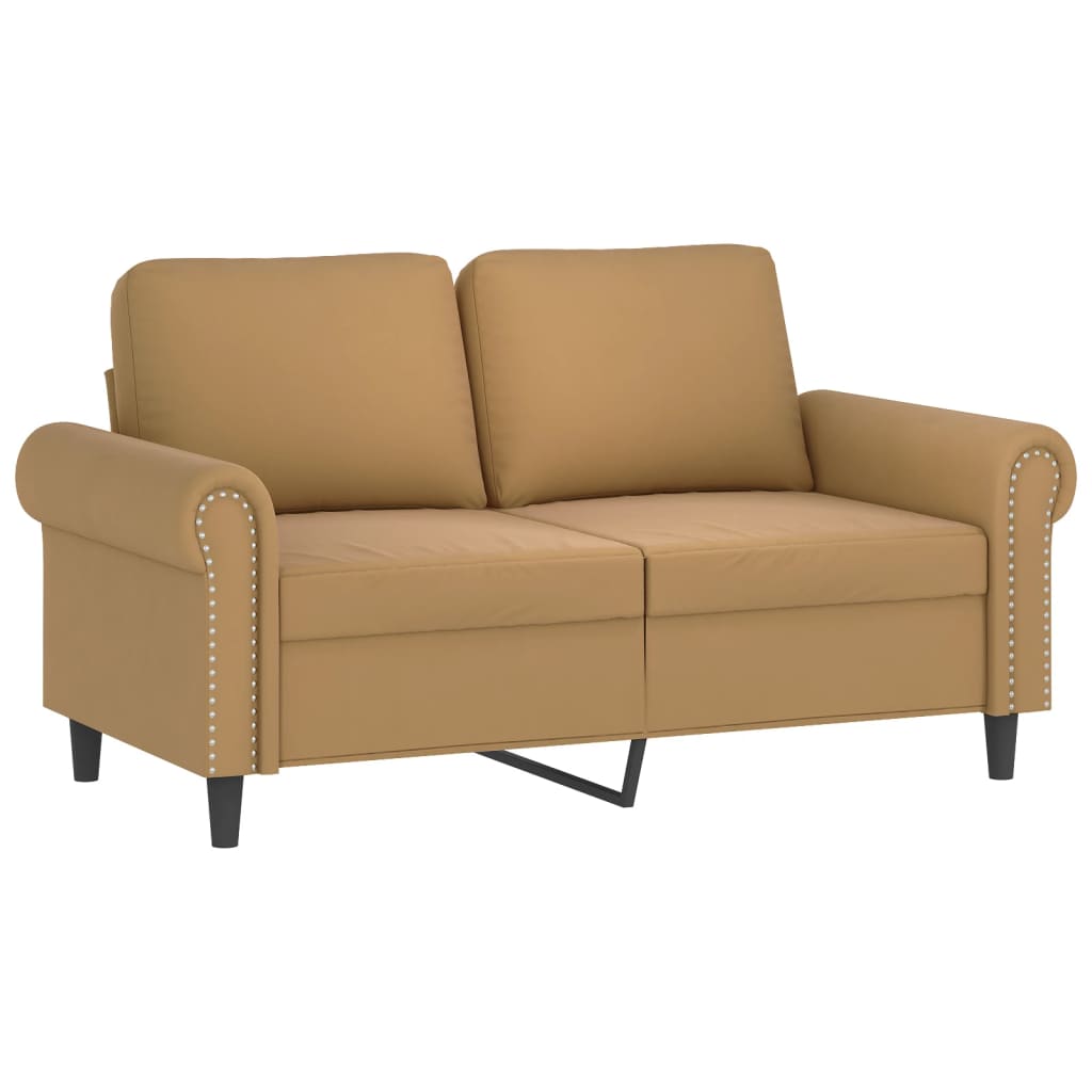vidaXL Canapea cu 2 locuri cu pernuțe, maro, 120 cm, catifea