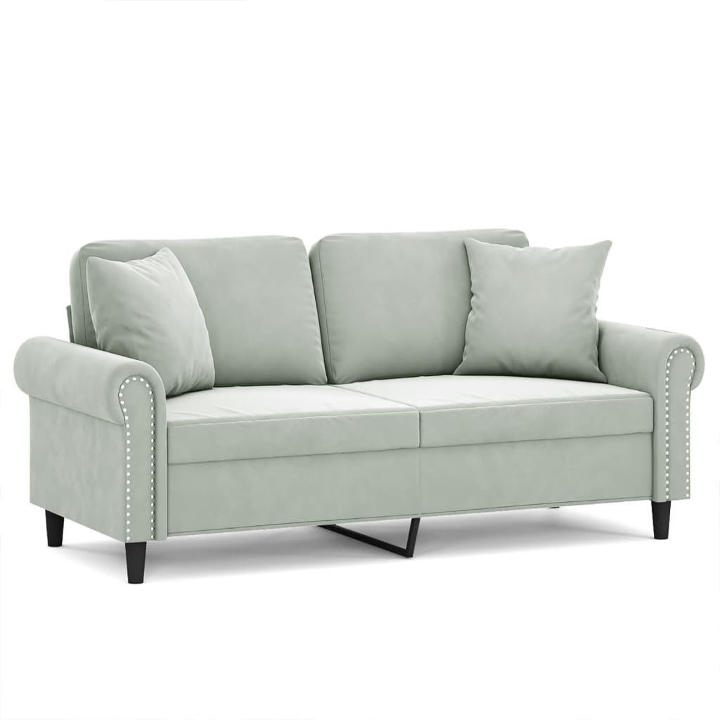 vidaXL Canapea cu 2 locuri cu pernuțe, gri deschis, 140 cm, catifea vidaXL Canapea cu 2 locuri cu pernuțe, gri deschis, 140 cm, catifea