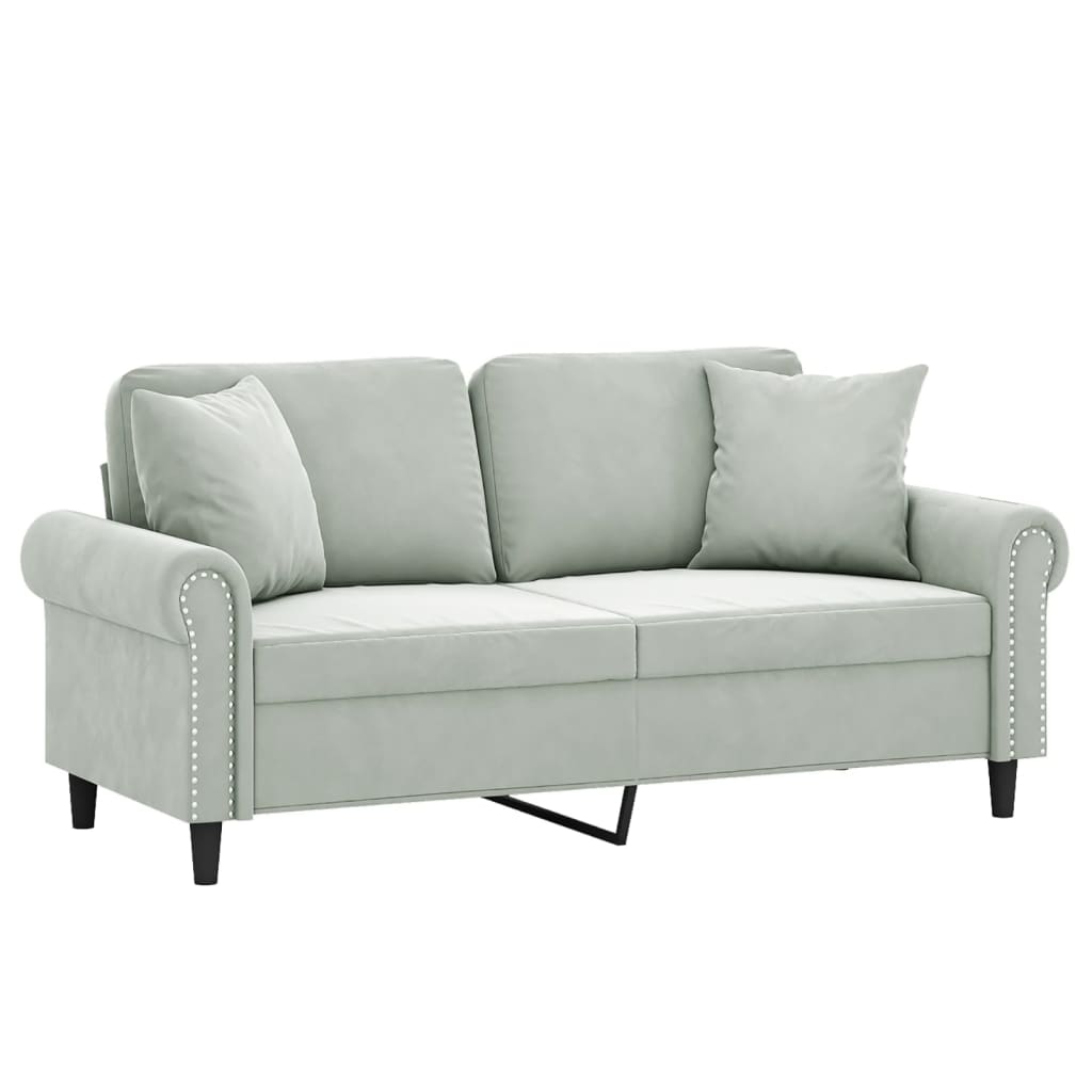 vidaXL Canapea cu 2 locuri cu pernuțe, gri deschis, 140 cm, catifea vidaXL Canapea cu 2 locuri cu pernuțe, gri deschis, 140 cm, catifea