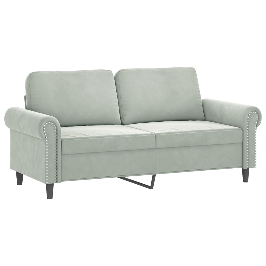 vidaXL Canapea cu 2 locuri cu pernuțe, gri deschis, 140 cm, catifea vidaXL Canapea cu 2 locuri cu pernuțe, gri deschis, 140 cm, catifea