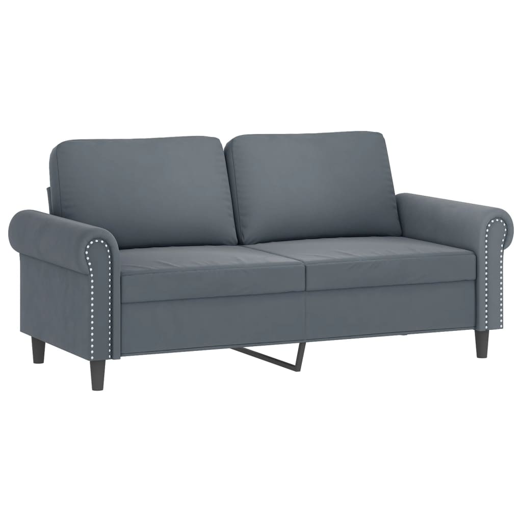 vidaXL Canapea cu 2 locuri cu pernuțe, gri închis, 140 cm, catifea vidaXL Canapea cu 2 locuri cu pernuțe, gri închis, 140 cm, catifea