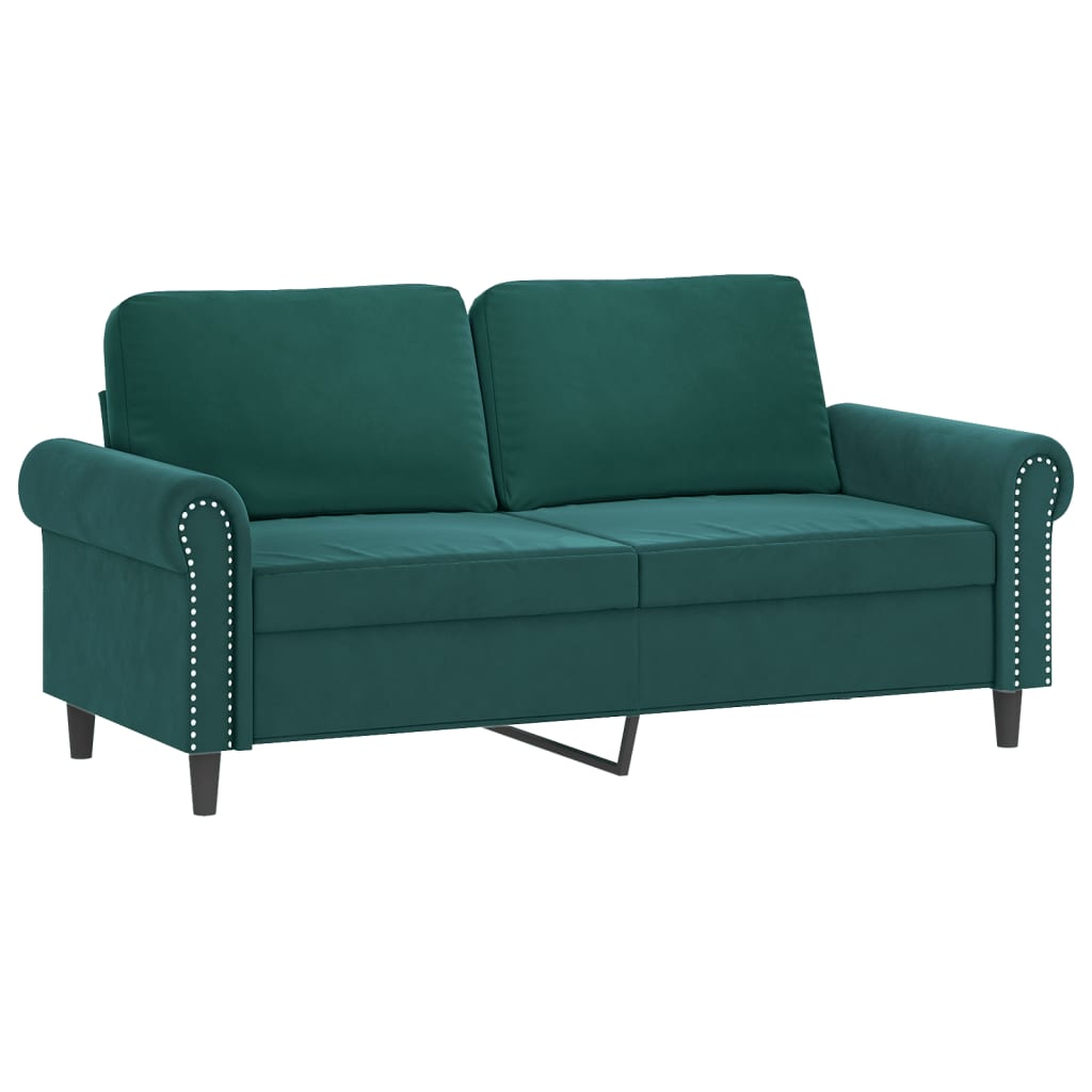 vidaXL Canapea cu 2 locuri cu pernuțe, verde închis, 140 cm, catifea