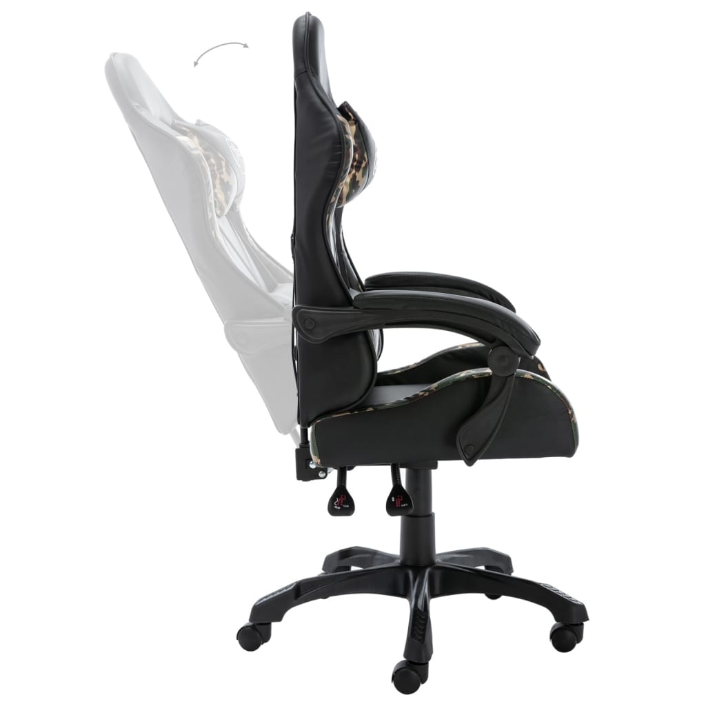 vidaXL Scaun de jocuri, negru și camuflaj, piele ecologică vidaXL Scaun de jocuri, negru și camuflaj, piele ecologică