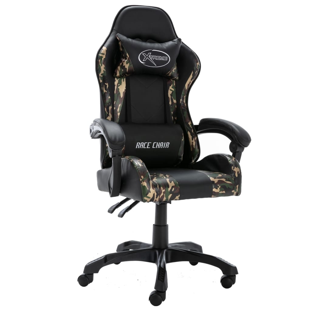 vidaXL Scaun de jocuri, negru și camuflaj, piele ecologică vidaXL Scaun de jocuri, negru și camuflaj, piele ecologică