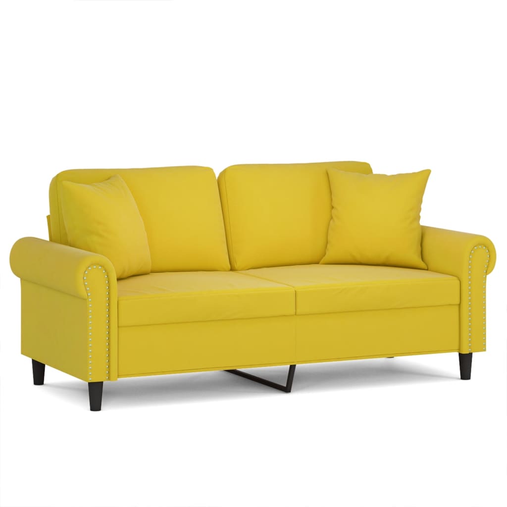 vidaXL Canapea cu 2 locuri cu pernuțe, galben, 140 cm, catifea vidaXL Canapea cu 2 locuri cu pernuțe, galben, 140 cm, catifea