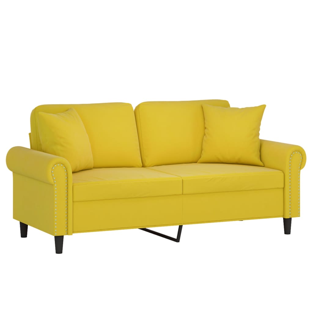 vidaXL Canapea cu 2 locuri cu pernuțe, galben, 140 cm, catifea vidaXL Canapea cu 2 locuri cu pernuțe, galben, 140 cm, catifea