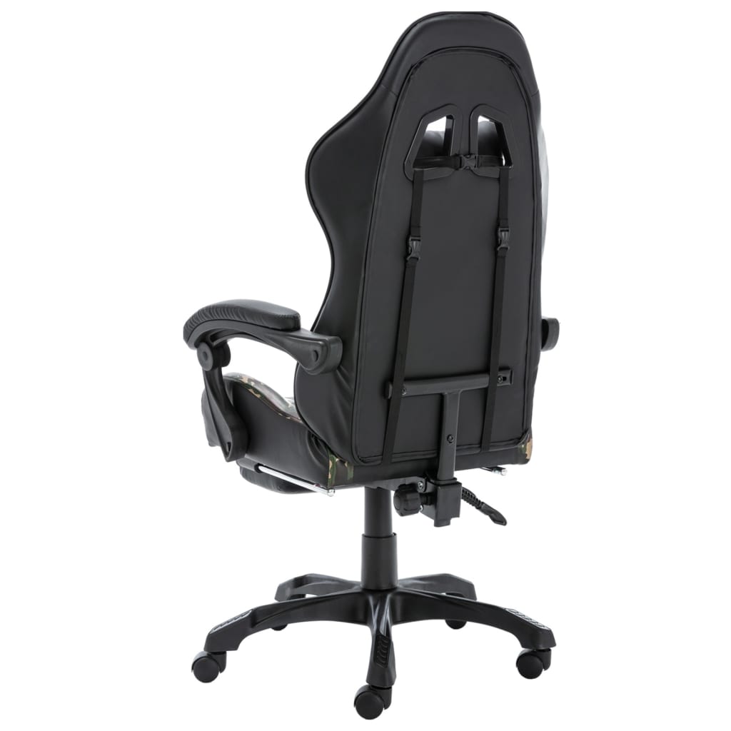 vidaXL Scaun de jocuri cu taburet, negru și camuflaj, piele ecologică vidaXL Scaun de jocuri cu taburet, negru și camuflaj, piele ecologică
