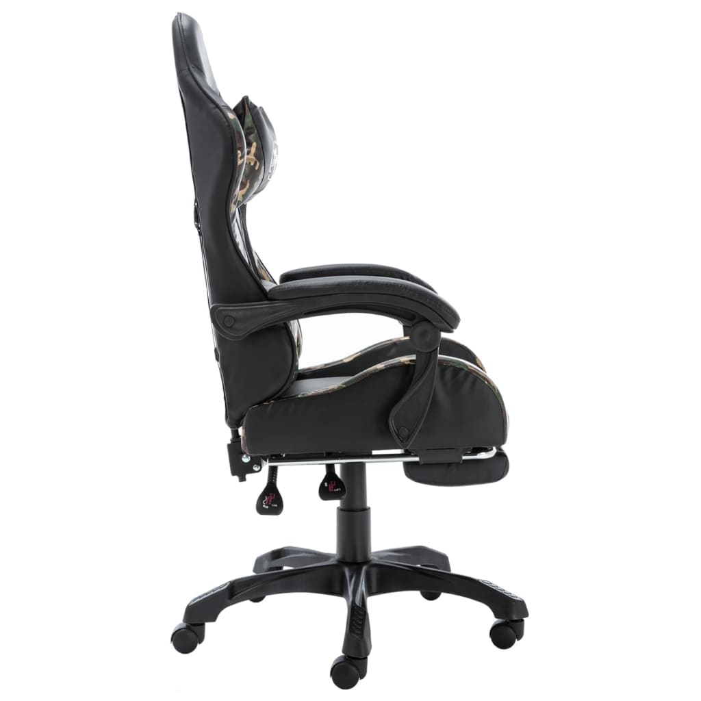 vidaXL Scaun de jocuri cu taburet, negru și camuflaj, piele ecologică vidaXL Scaun de jocuri cu taburet, negru și camuflaj, piele ecologică