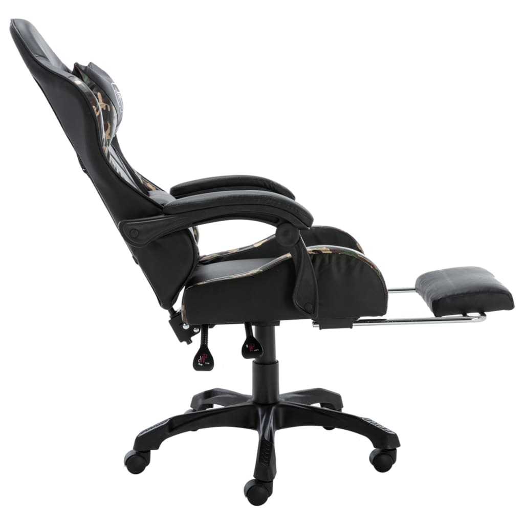 vidaXL Scaun de jocuri cu taburet, negru și camuflaj, piele ecologică vidaXL Scaun de jocuri cu taburet, negru și camuflaj, piele ecologică