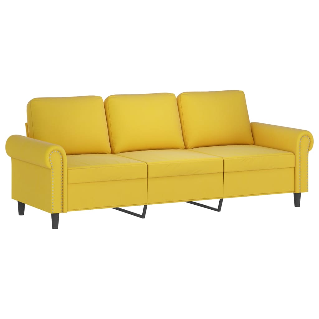 vidaXL Canapea cu 3 locuri cu pernuțe, galben, 180 cm, catifea vidaXL Canapea cu 3 locuri cu pernuțe, galben, 180 cm, catifea