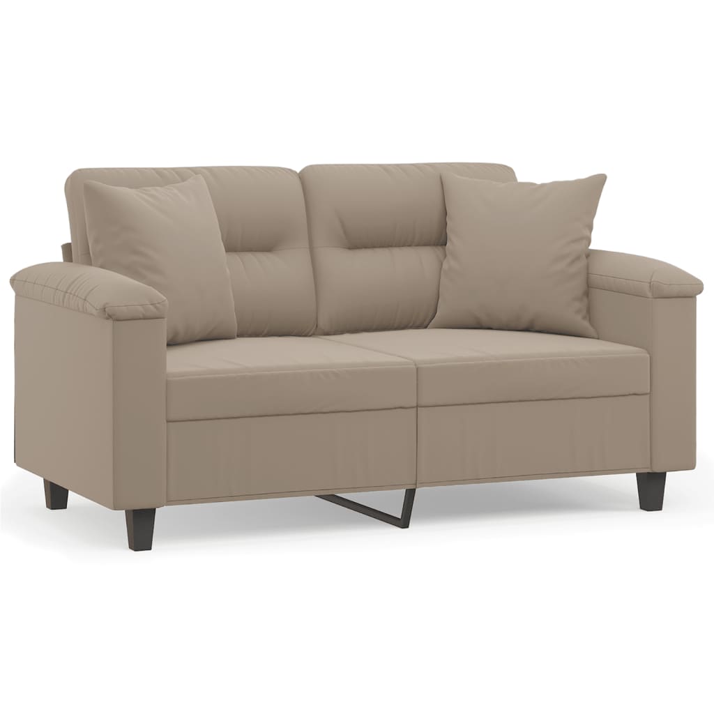 vidaXL Canapea cu 2 locuri, cu perne, gri taupe, 120 cm, microfibră vidaXL Canapea cu 2 locuri, cu perne, gri taupe, 120 cm, microfibră