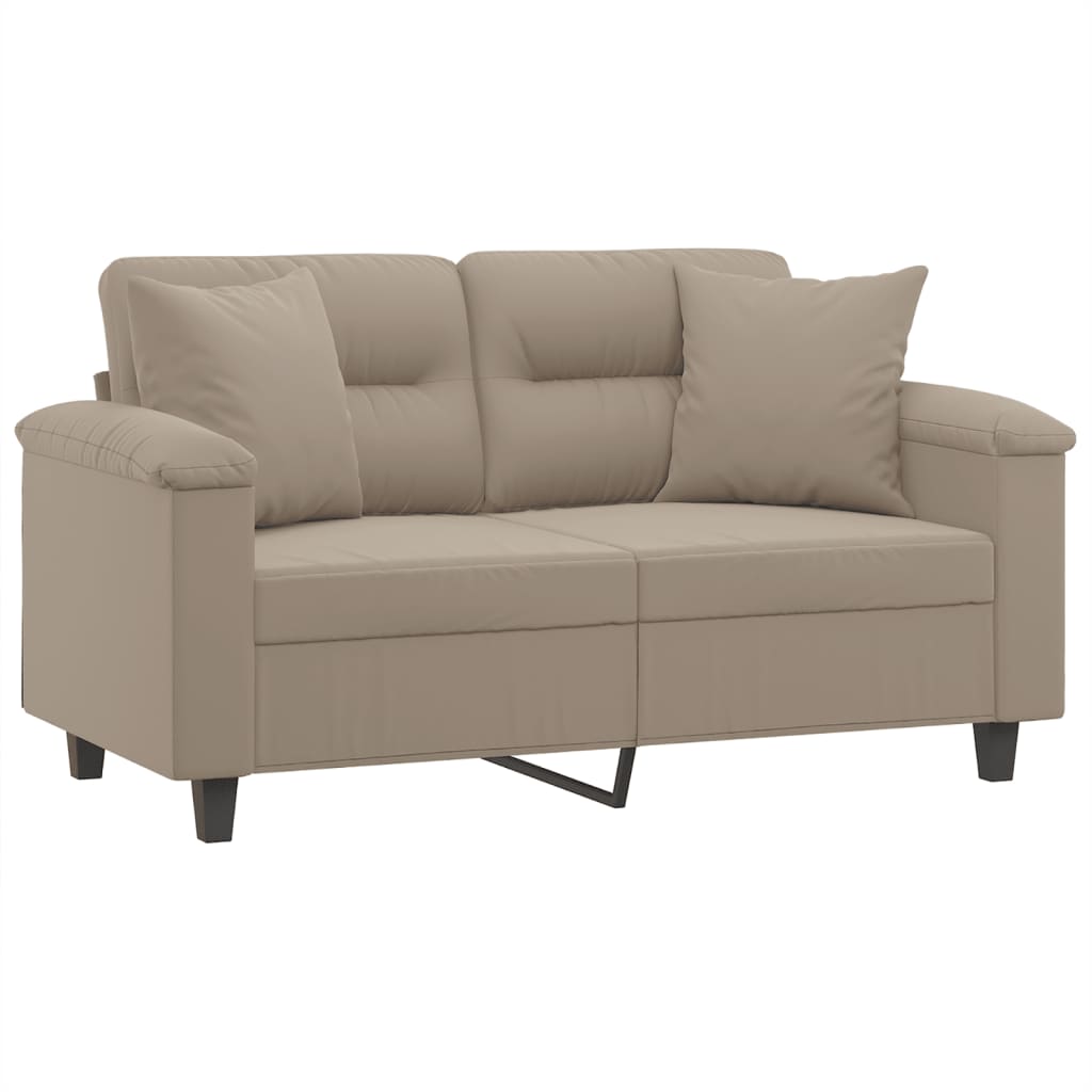 vidaXL Canapea cu 2 locuri, cu perne, gri taupe, 120 cm, microfibră vidaXL Canapea cu 2 locuri, cu perne, gri taupe, 120 cm, microfibră
