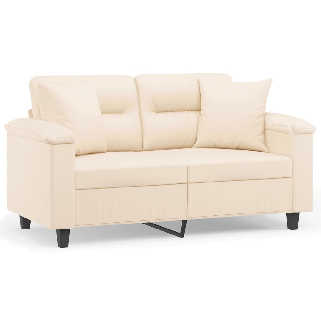 vidaXL Canapea cu 2 locuri, cu perne, bej, 120 cm, microfibră