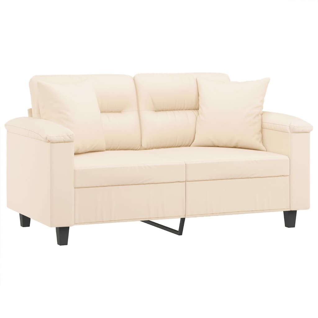 vidaXL Canapea cu 2 locuri, cu perne, bej, 120 cm, microfibră