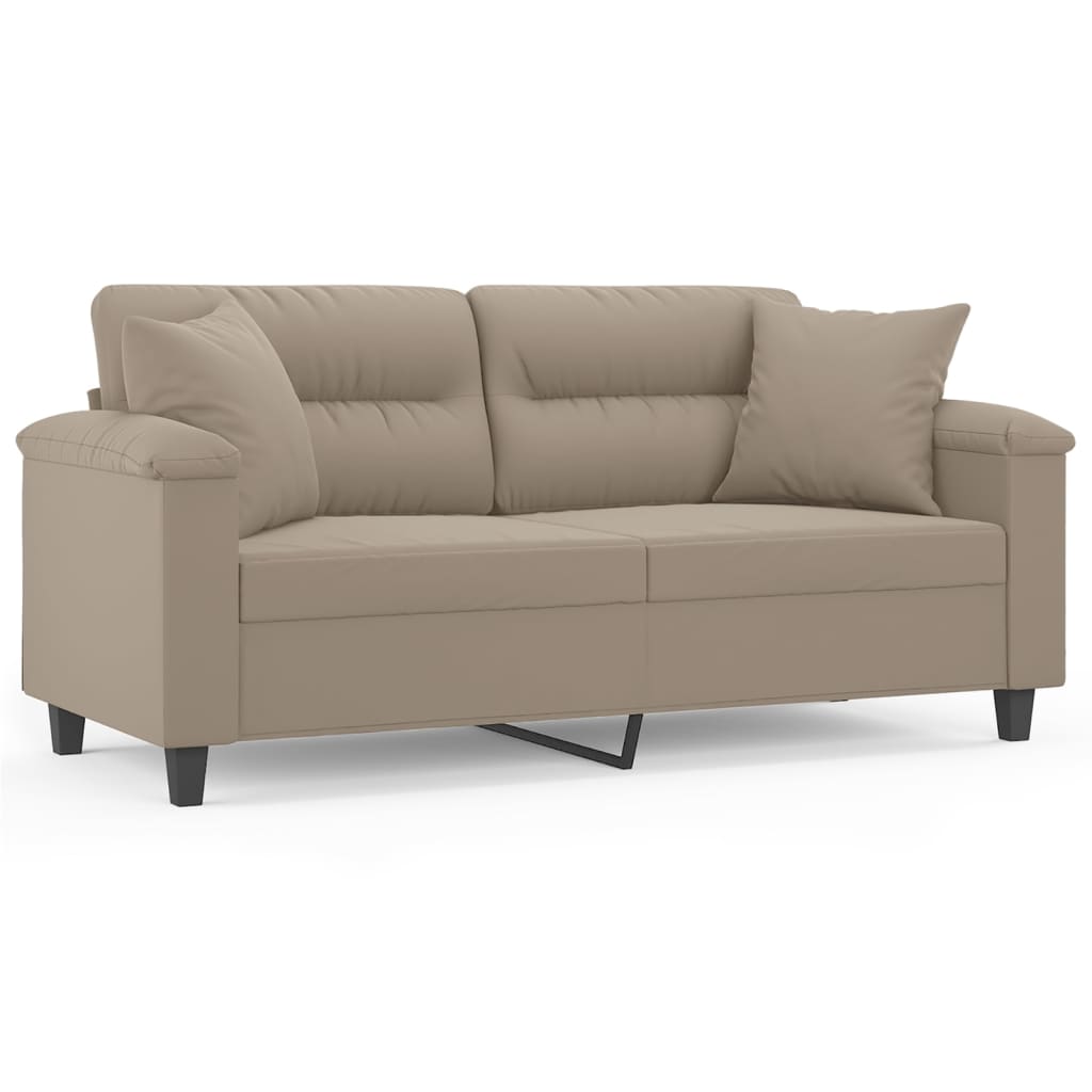vidaXL Canapea cu 2 locuri, cu perne, gri taupe, 140 cm, microfibră