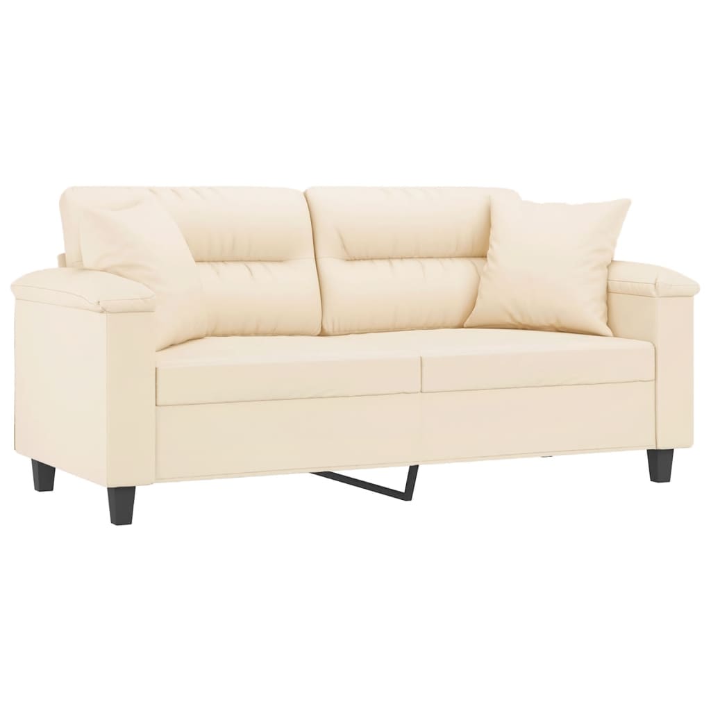 vidaXL Canapea cu 2 locuri, cu perne, bej, 140 cm, microfibră