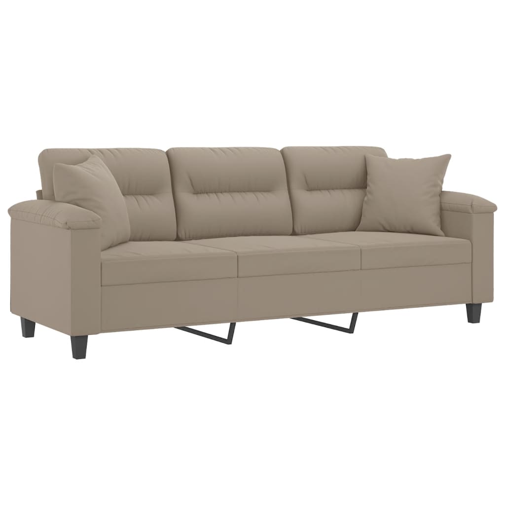 vidaXL Canapea cu 3 locuri și perne, gri taupe, 180 cm, microfibră vidaXL Canapea cu 3 locuri și perne, gri taupe, 180 cm, microfibră