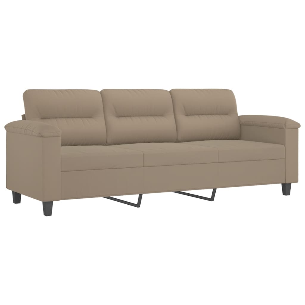 vidaXL Canapea cu 3 locuri și perne, gri taupe, 180 cm, microfibră vidaXL Canapea cu 3 locuri și perne, gri taupe, 180 cm, microfibră