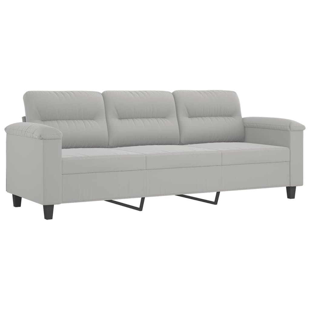 vidaXL Canapea cu 3 locuri și perne, gri deschis, 180 cm, microfibră vidaXL Canapea cu 3 locuri și perne, gri deschis, 180 cm, microfibră