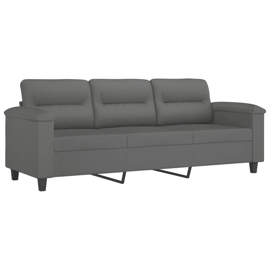 vidaXL Canapea cu 3 locuri și perne, gri închis, 180 cm, microfibră vidaXL Canapea cu 3 locuri și perne, gri închis, 180 cm, microfibră