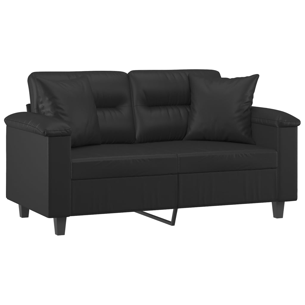 vidaXL Canapea cu 2 locuri cu pernuțe, negru, 120 cm, piele ecologică vidaXL Canapea cu 2 locuri cu pernuțe, negru, 120 cm, piele ecologică