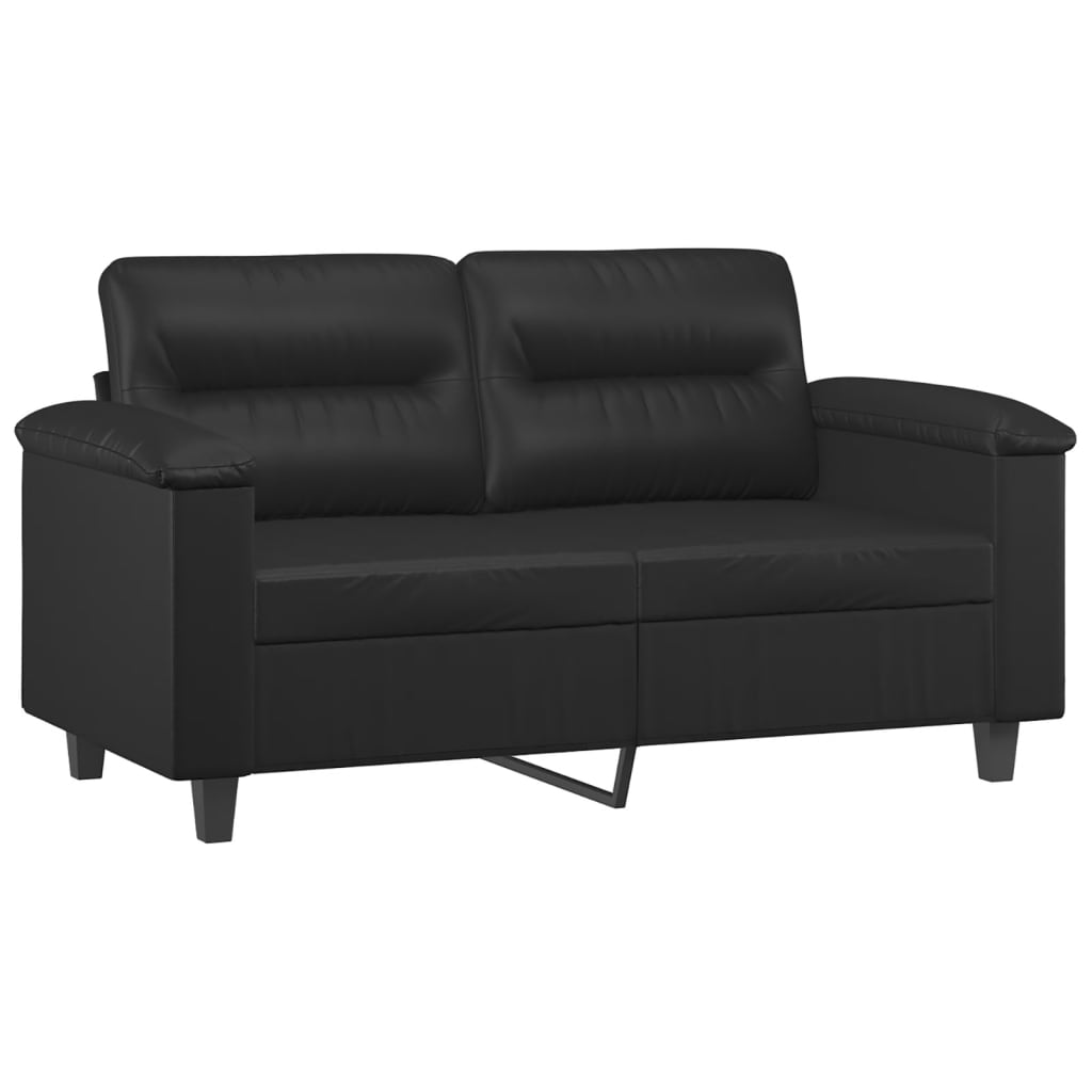 vidaXL Canapea cu 2 locuri cu pernuțe, negru, 120 cm, piele ecologică vidaXL Canapea cu 2 locuri cu pernuțe, negru, 120 cm, piele ecologică