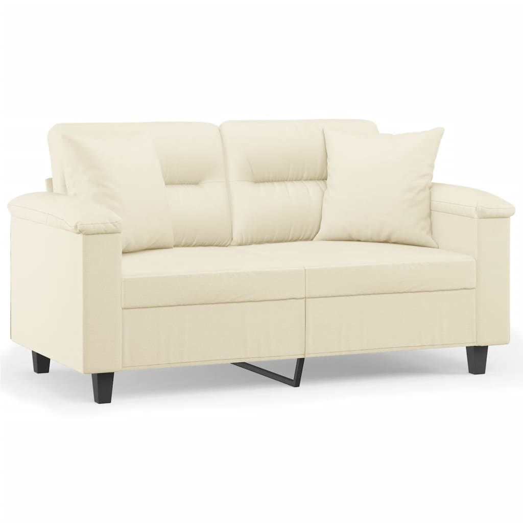 vidaXL Canapea cu 2 locuri cu pernuțe, crem, 120 cm, piele ecologică vidaXL Canapea cu 2 locuri cu pernuțe, crem, 120 cm, piele ecologică