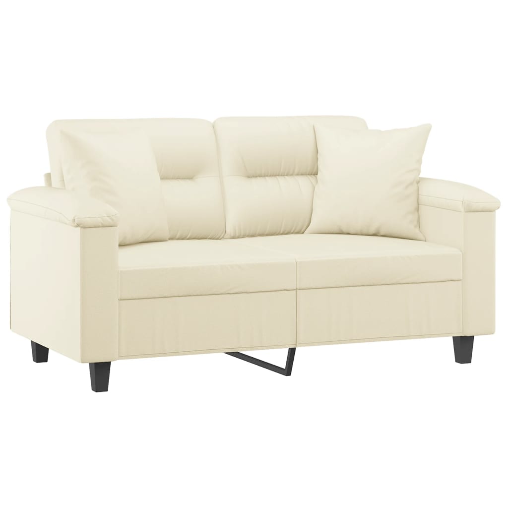 vidaXL Canapea cu 2 locuri cu pernuțe, crem, 120 cm, piele ecologică vidaXL Canapea cu 2 locuri cu pernuțe, crem, 120 cm, piele ecologică