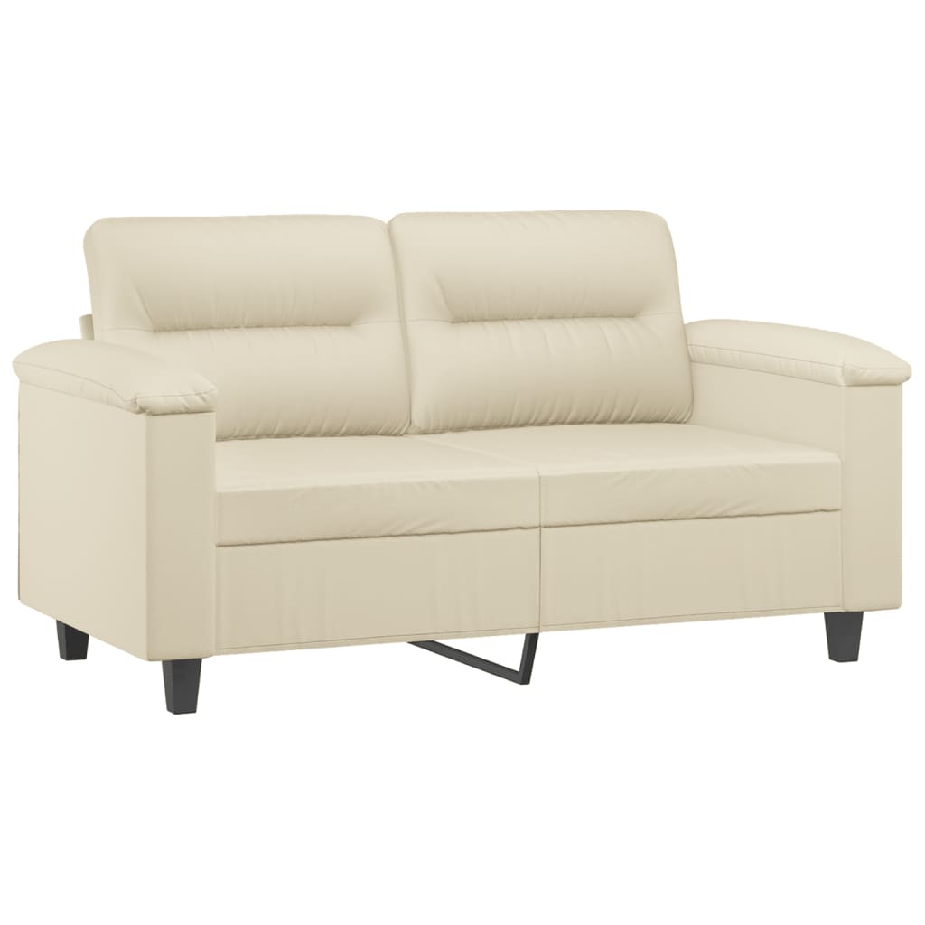 vidaXL Canapea cu 2 locuri cu pernuțe, crem, 120 cm, piele ecologică vidaXL Canapea cu 2 locuri cu pernuțe, crem, 120 cm, piele ecologică