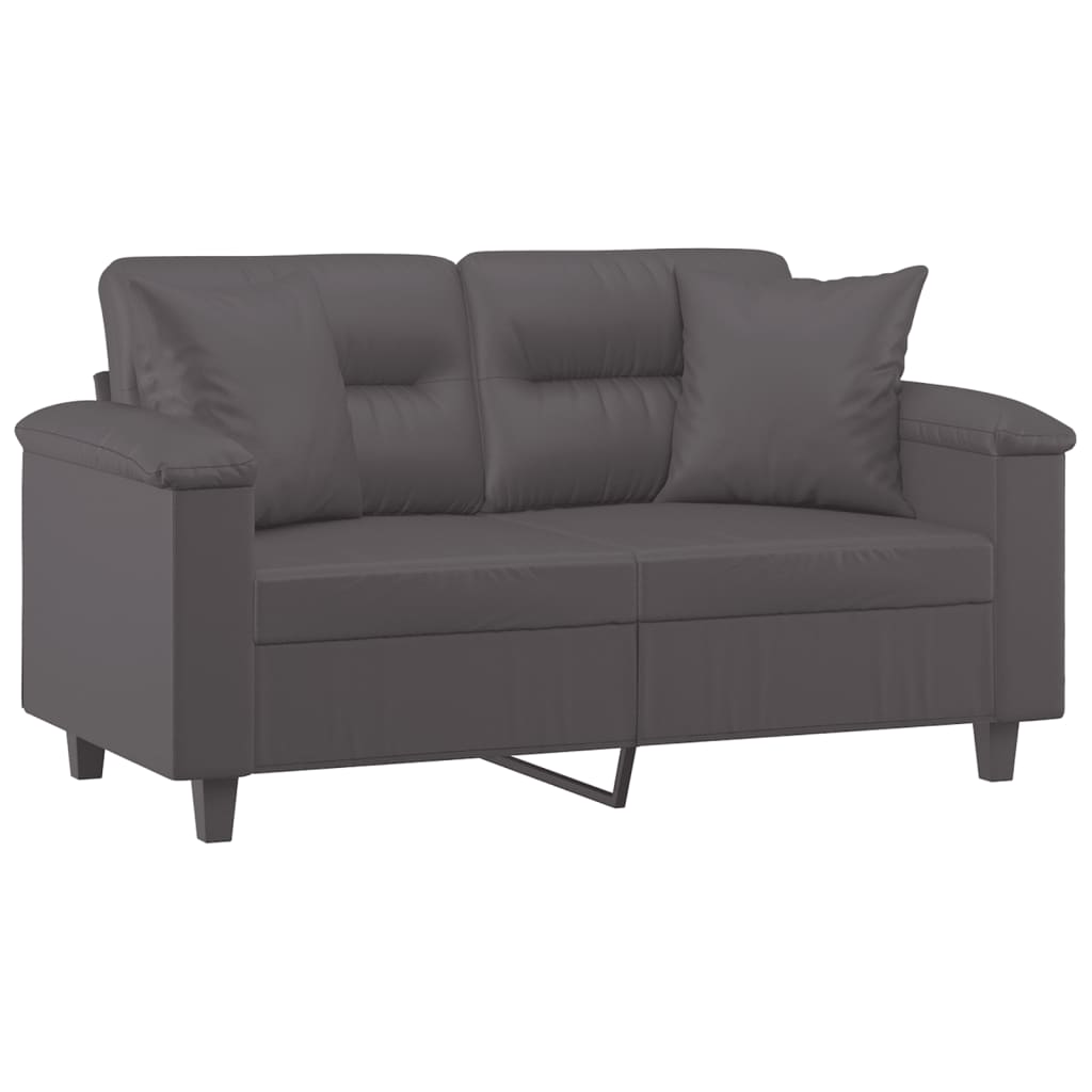 vidaXL Canapea cu 2 locuri cu pernuțe, gri, 120 cm, piele ecologică vidaXL Canapea cu 2 locuri cu pernuțe, gri, 120 cm, piele ecologică