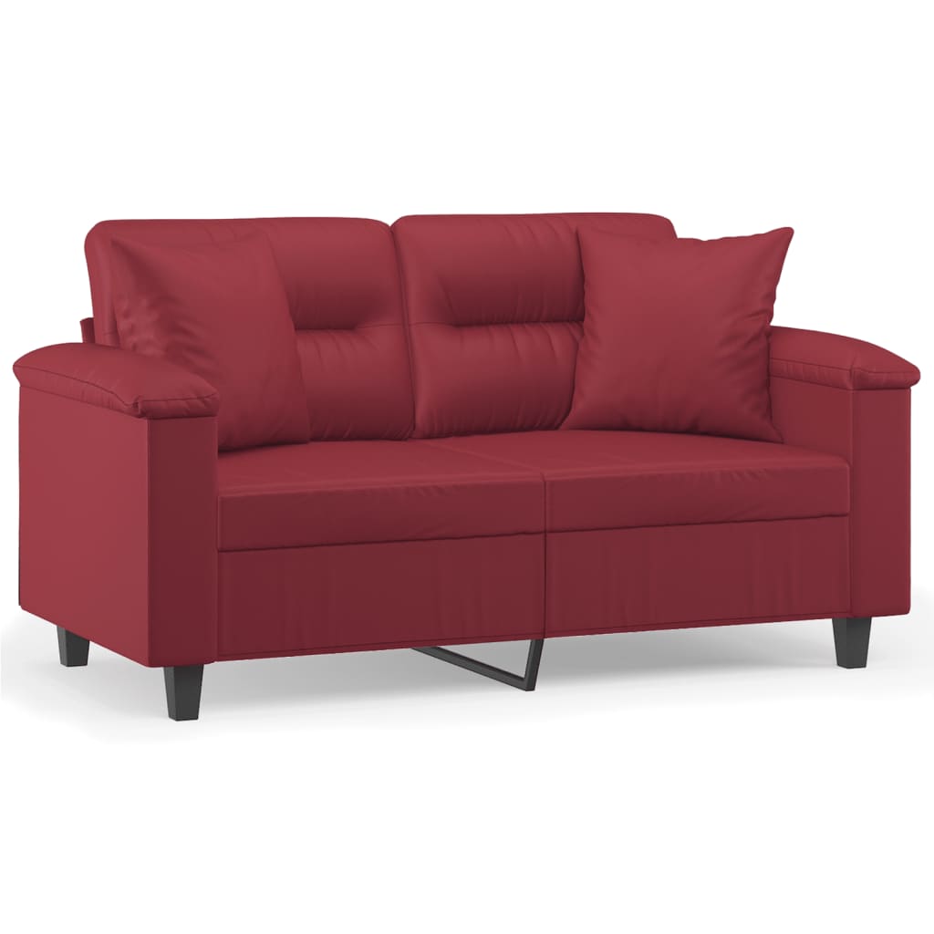 vidaXL Canapea cu 2 locuri cu pernuțe, roșu vin 120 cm piele ecologică vidaXL Canapea cu 2 locuri cu pernuțe, roșu vin 120 cm piele ecologică