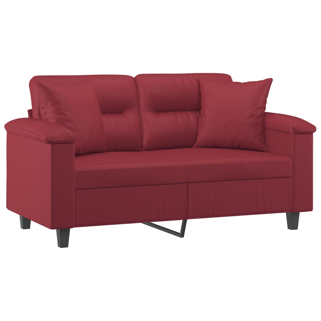 vidaXL Canapea cu 2 locuri cu pernuțe, roșu vin 120 cm piele ecologică vidaXL Canapea cu 2 locuri cu pernuțe, roșu vin 120 cm piele ecologică