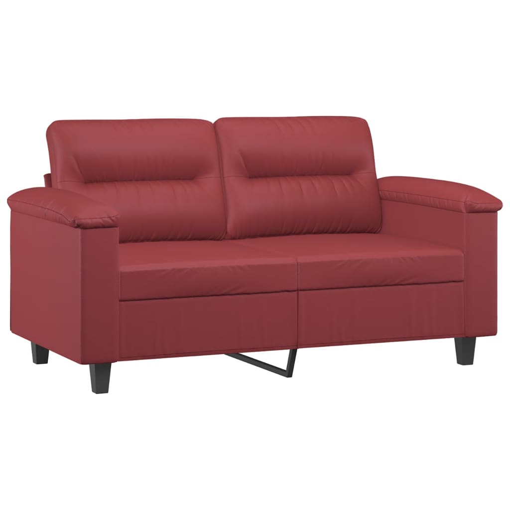 vidaXL Canapea cu 2 locuri cu pernuțe, roșu vin 120 cm piele ecologică vidaXL Canapea cu 2 locuri cu pernuțe, roșu vin 120 cm piele ecologică