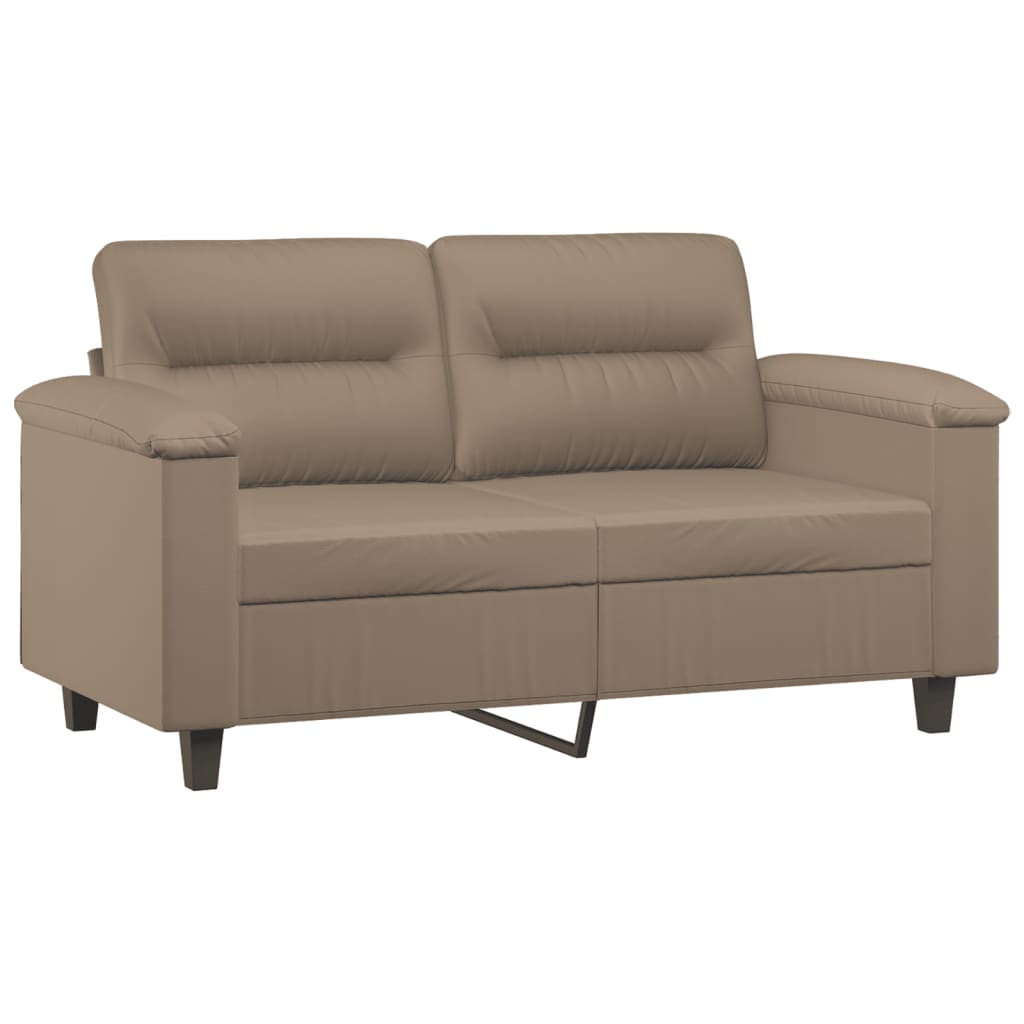 vidaXL Canapea cu 2 locuri cu pernuțe, cappuccino, 120 cm, piele eco.