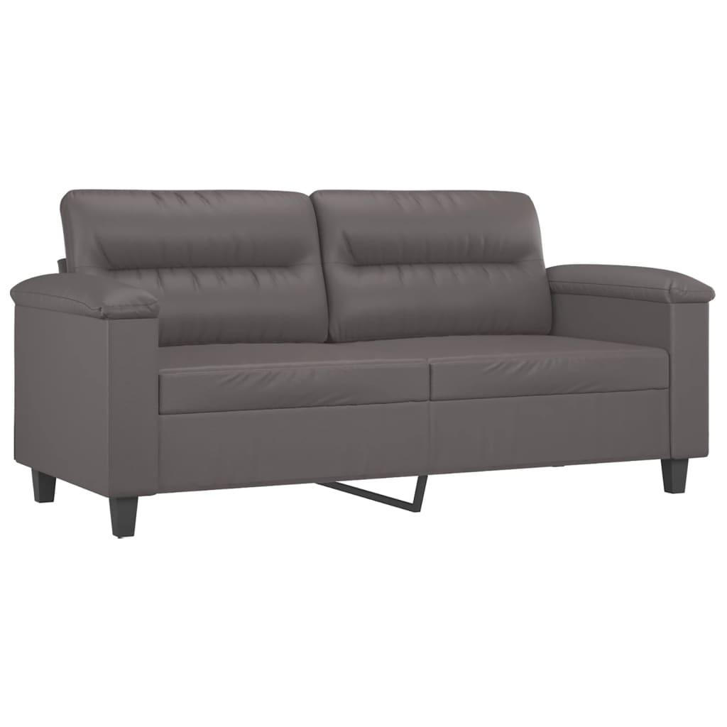 vidaXL Canapea cu 2 locuri cu pernuțe, gri, 140 cm, piele ecologică