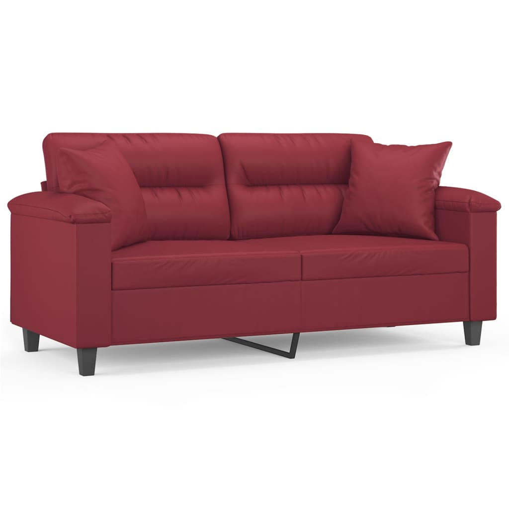 vidaXL Canapea cu 2 locuri cu pernuțe, roșu vin 140 cm piele ecologică vidaXL Canapea cu 2 locuri cu pernuțe, roșu vin 140 cm piele ecologică