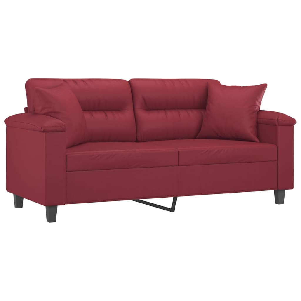 vidaXL Canapea cu 2 locuri cu pernuțe, roșu vin 140 cm piele ecologică vidaXL Canapea cu 2 locuri cu pernuțe, roșu vin 140 cm piele ecologică