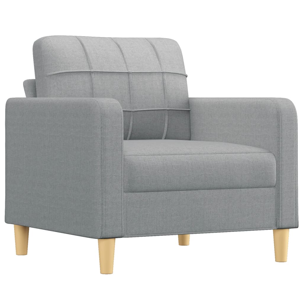 vidaXL Fotoliu canapea cu taburet, gri deschis, 60 cm, textil