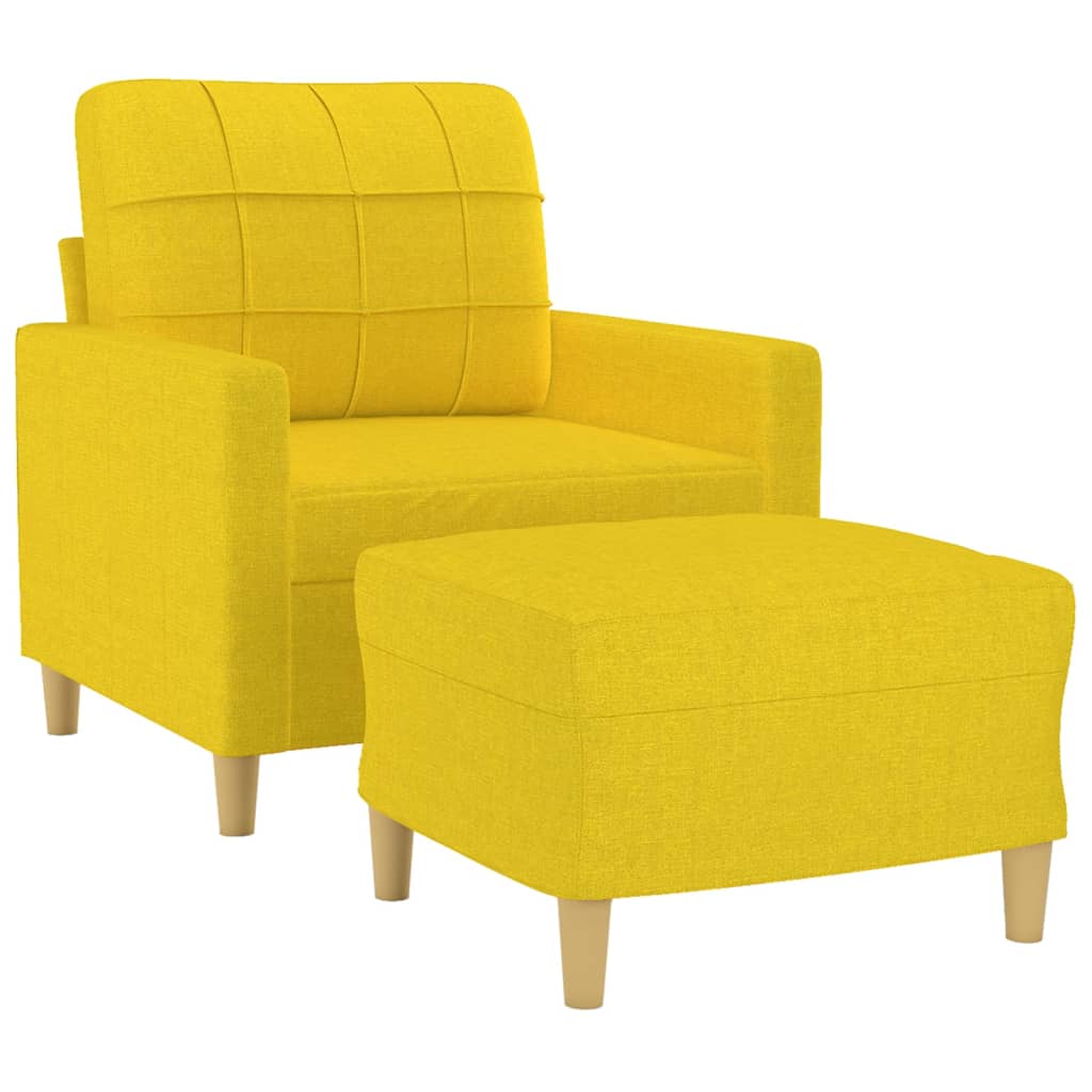 vidaXL Fotoliu canapea cu taburet, galben deschis, 60 cm, textil