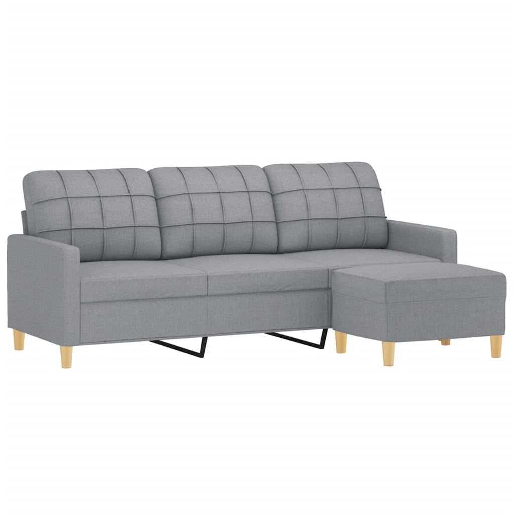 vidaXL Canapea cu 3 locuri și taburet, gri deschis, 180 cm, textil vidaXL Canapea cu 3 locuri și taburet, gri deschis, 180 cm, textil
