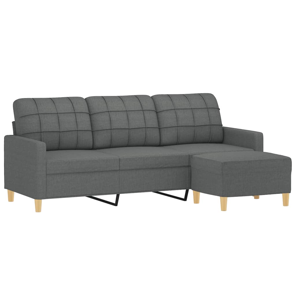 vidaXL Canapea cu 3 locuri și taburet, gri închis, 180 cm, textil vidaXL Canapea cu 3 locuri și taburet, gri închis, 180 cm, textil