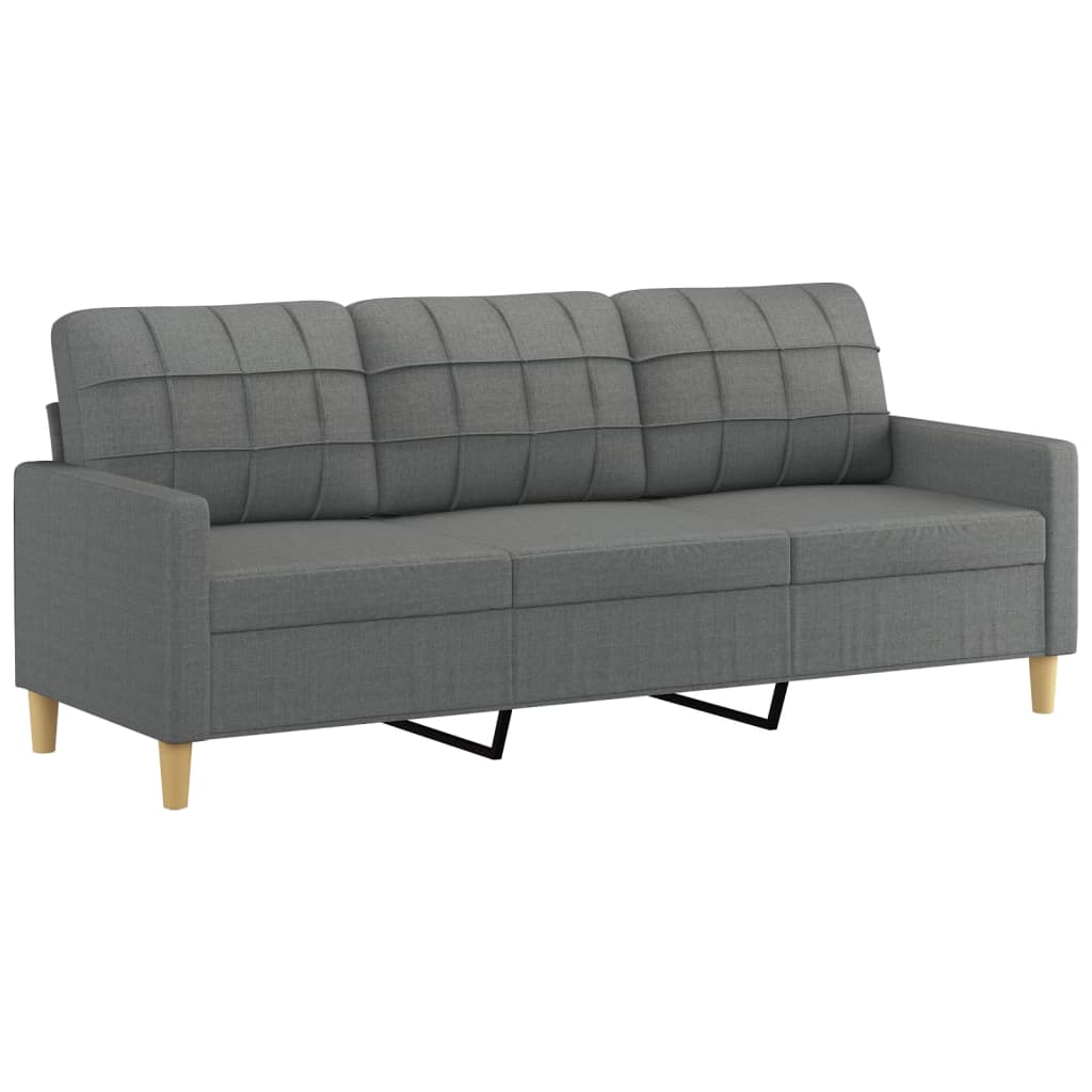 vidaXL Canapea cu 3 locuri și taburet, gri închis, 180 cm, textil vidaXL Canapea cu 3 locuri și taburet, gri închis, 180 cm, textil