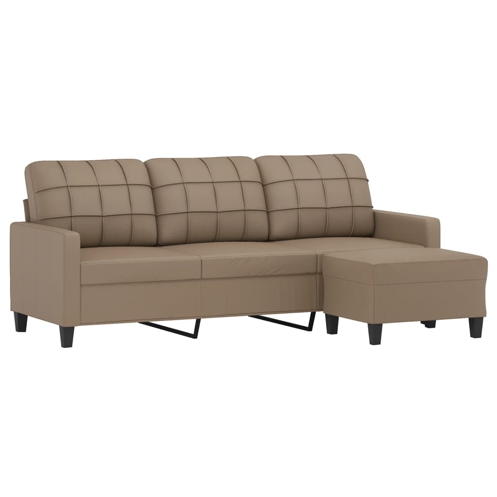 vidaXL Canapea cu 3 locuri / taburet cappuccino 180 cm piele ecologică vidaXL Canapea cu 3 locuri / taburet cappuccino 180 cm piele ecologică