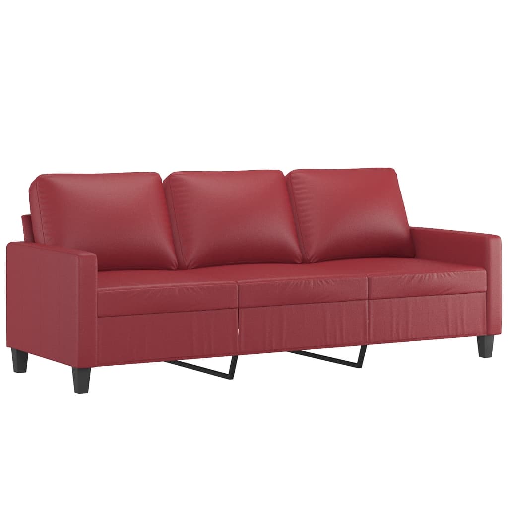 vidaXL Canapea cu 3 locuri și taburet, roșu vin 180 cm piele ecologică vidaXL Canapea cu 3 locuri și taburet, roșu vin 180 cm piele ecologică