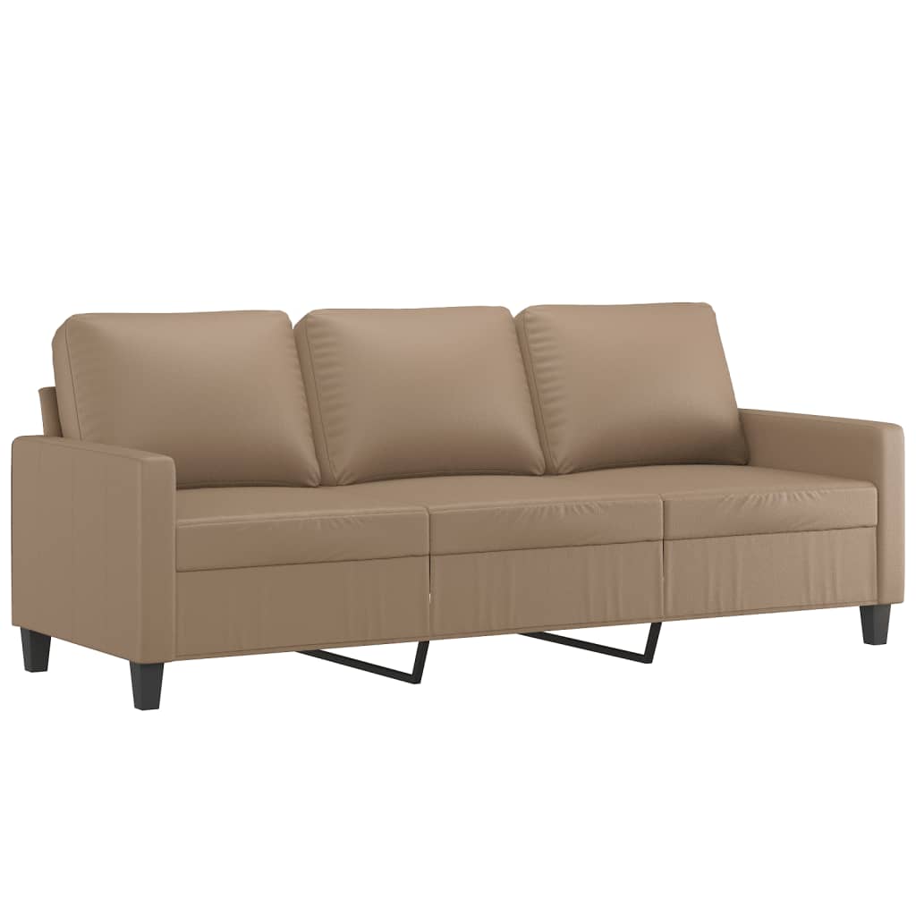 vidaXL Canapea cu 3 locuri / taburet cappuccino 180 cm piele ecologică