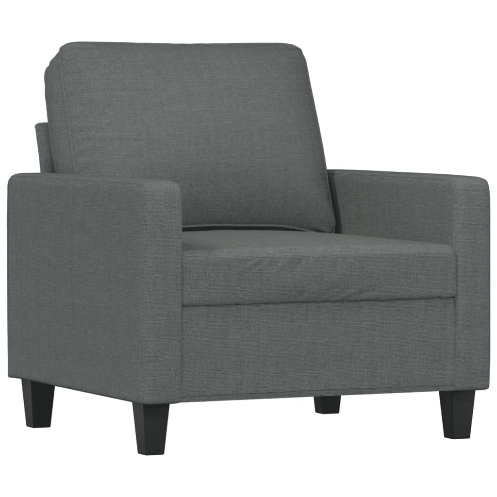 vidaXL Fotoliu canapea cu taburet, gri închis, 60 cm, textil