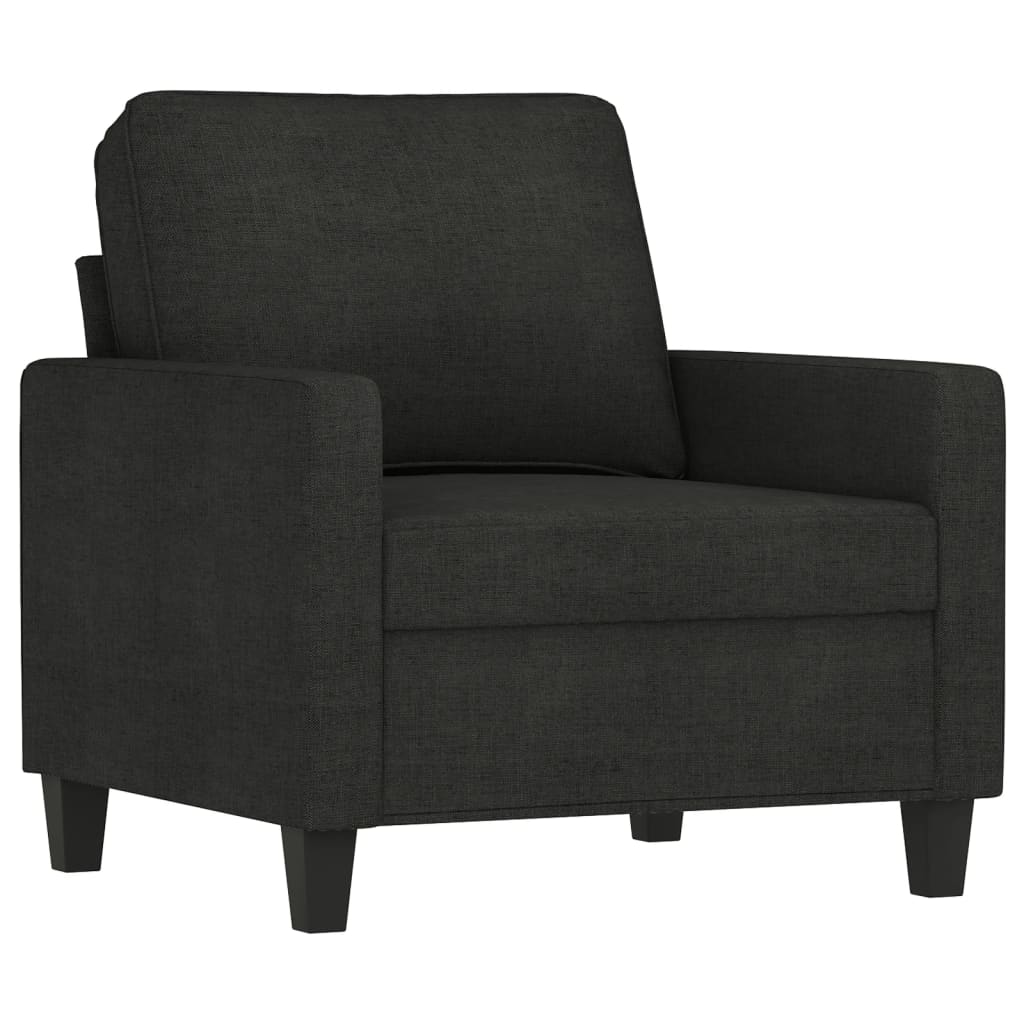 vidaXL Fotoliu canapea cu taburet, negru, 60 cm, material textil