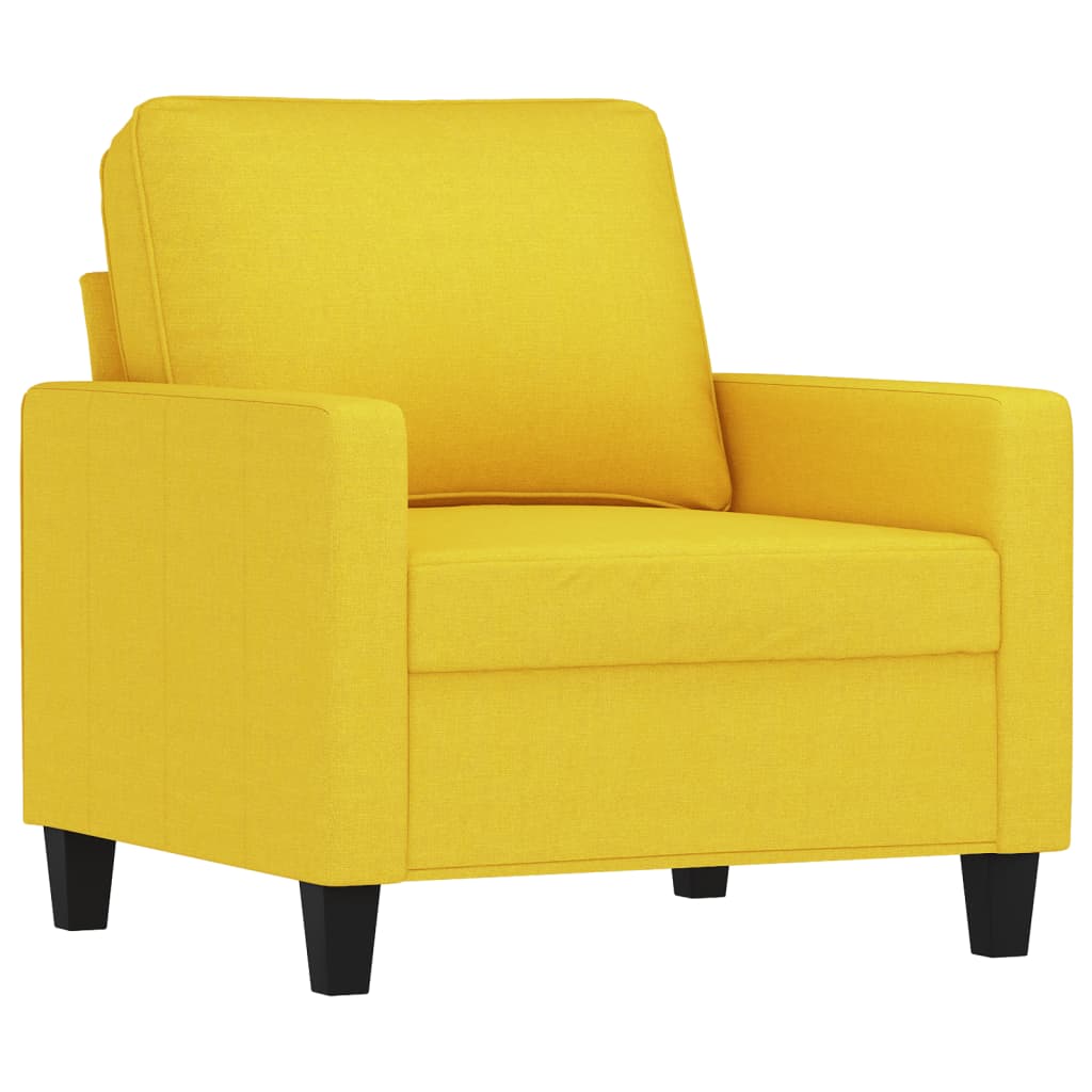 vidaXL Fotoliu canapea cu taburet, galben deschis, 60 cm, textil