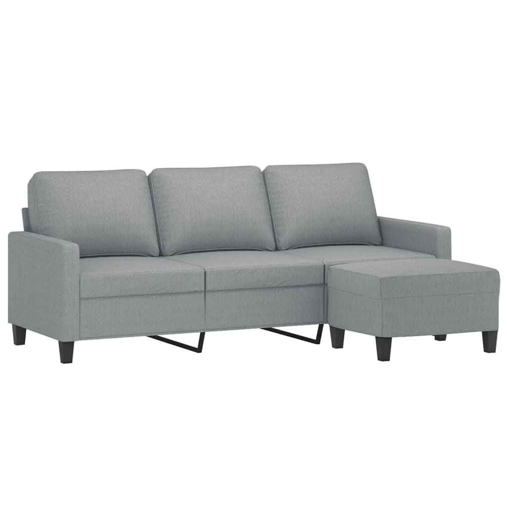 vidaXL Canapea cu 3 locuri și taburet, gri deschis, 180 cm, textil vidaXL Canapea cu 3 locuri și taburet, gri deschis, 180 cm, textil