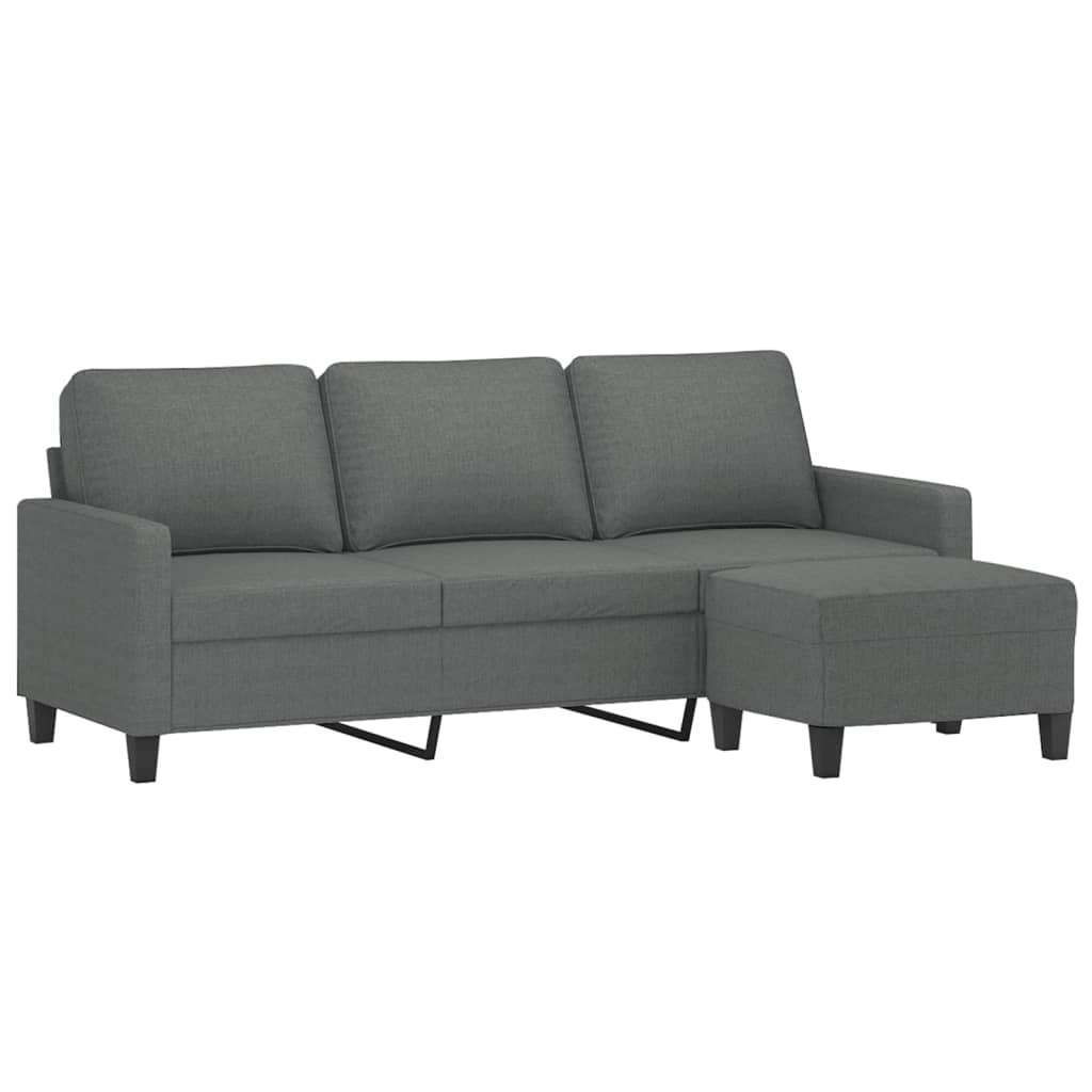 vidaXL Canapea cu 3 locuri și taburet, gri închis, 180 cm, textil vidaXL Canapea cu 3 locuri și taburet, gri închis, 180 cm, textil